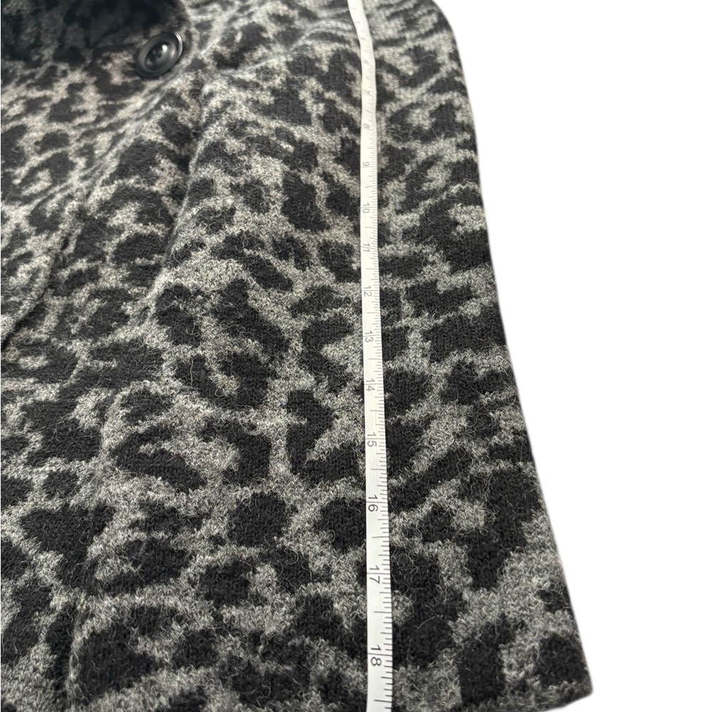 Cynthia Rowley Gray Black Animal Print Wool Blend Sweater Cardigan M Leopard - Picture 6 of 12